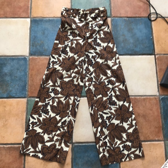 Zara patterned wide leg pants size xsmall - Picture 1 of 3